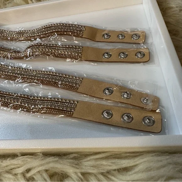 Rhinestone suede wrap bracelet bundle set of 4 - Picture 3 of 7